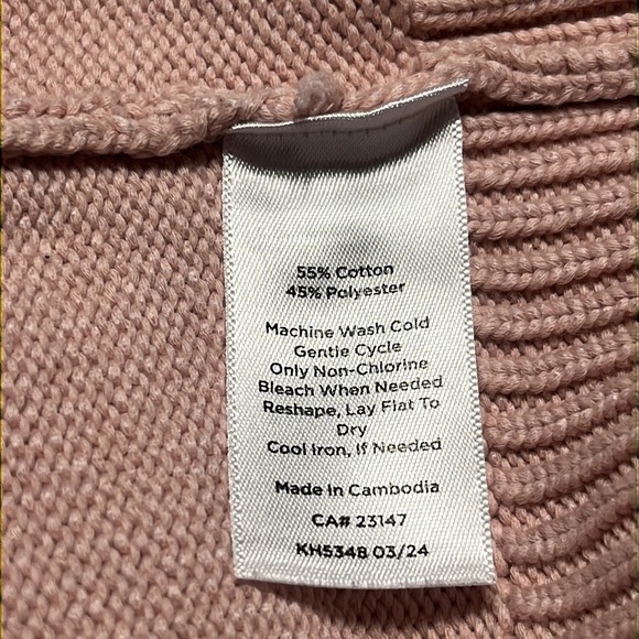 Talbots Light Pink CREWNECK SHORT SLEEVE OPEN STITCH SWEATER, MOMCORE, SIZE M. - Picture 9 of 9